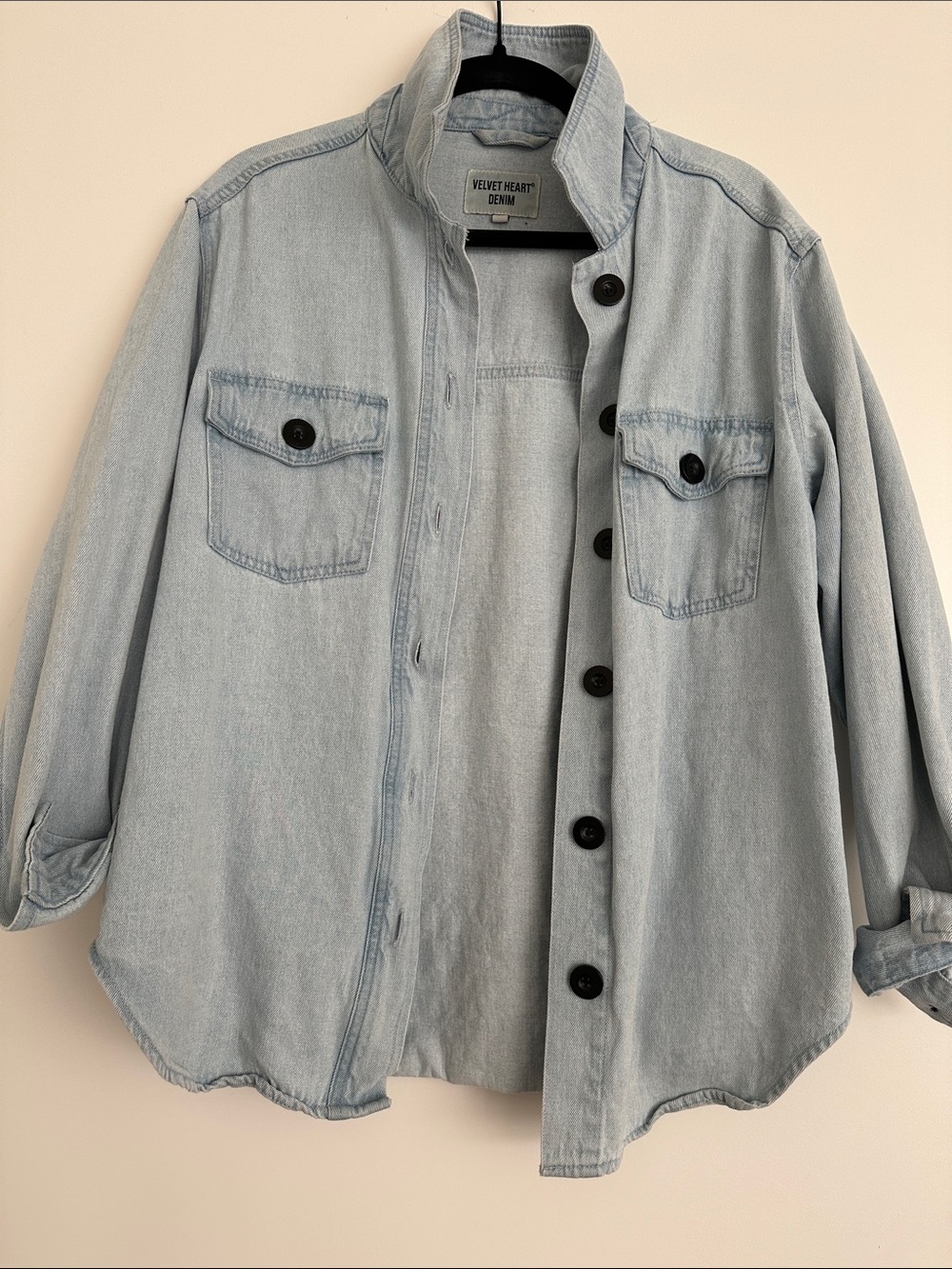 Velvet Heart Vintage Light Wash Denim Jacket in Pale Blue